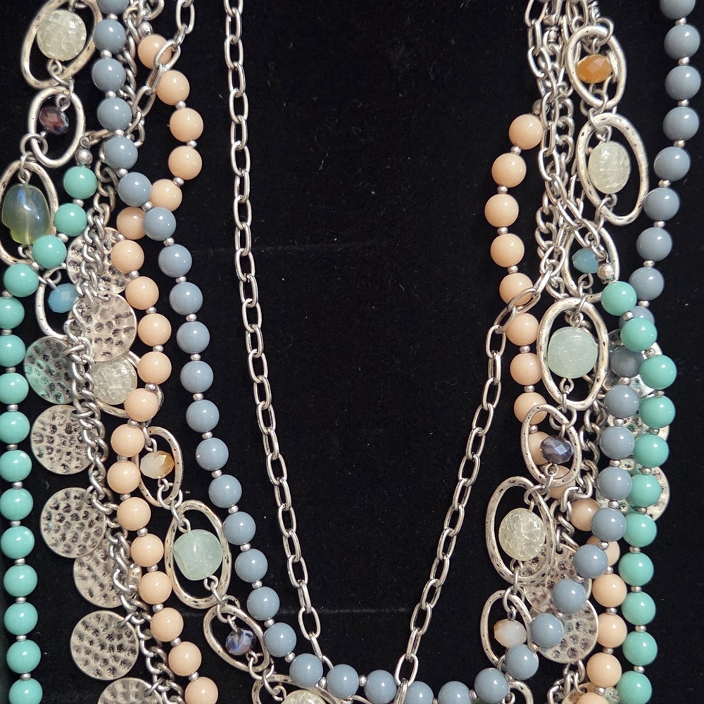 Premier Designs Silver and Multi-Color Beaded Necklace
